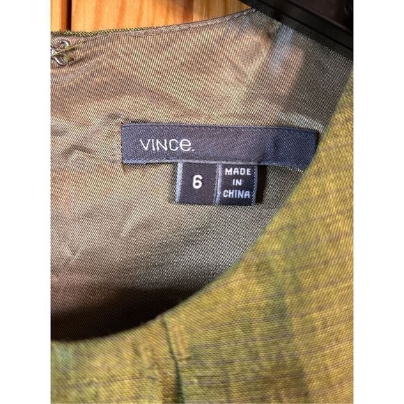 Vince Ombre Sheath Dress Linen Sleeveless Pocket Lined Green Classic 6 (4629) - Picture 4 of 7
